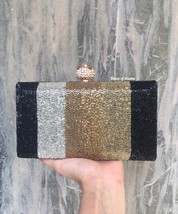 Black velvet cutdana clutch with designer lotus knob,party clutch,designer bag - £60.09 GBP