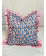 Pink Ruffle Throw Pillow Covers for Couch, 20x20/16x16 Inch Cotton Strip... - $66.43 CAD