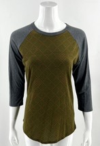 LuLaRoe Randy Top Size S Gray Olive Green 3/4 Sleeve Raglan Tee Shirt Womens - £9.34 GBP