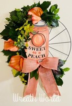 Sweet Peach Wreath New Handmade Spring Bicycle Wheel Wreath - £45.60 GBP