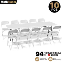[Set Of 10 Folding Chair+8 Ft Picnic Table Set]Restaurant Dining Seat Party Desk - £491.59 GBP