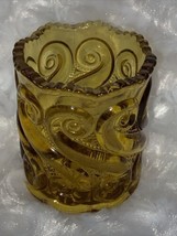 Vintage Glass Toothpick Holder Amber Color L.G. Wright Repeating S No Chips - £9.02 GBP