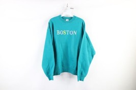 Vtg 90s Streetwear Mens Large Faded Heavyweight Spell Out Boston Sweatshirt USA - £39.06 GBP