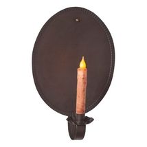 2 Oval Crimped Candle Tin Sconce in dark tin image 2