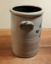 Vintage Rowe Pottery Handmade Cobalt Blue Grape Design Crock Circa 1995 - $98.95