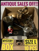 300$+ Box Of Antique Toys Medals Coins Photo Cameras And Religious Objects - $76.78