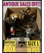 300$+ Box Of Antique Toys Medals Coins Photo Cameras And Religious Objects - $76.78