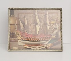 1960 Charles Cerny Nautical Lithograph Art &quot;Ship Model&quot; Framed 10&quot; x 8&quot; - £31.31 GBP