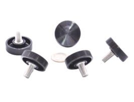 1/4&quot;- 28 x 1/2&quot; Fine  SS Thumb Screws w 1&quot; Knurled Delrin Head   5 per package - £9.74 GBP