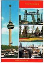 Holland Netherlands Postcard Rotterdam City of Tomorrow Space Tower Bridge Ships - £1.67 GBP