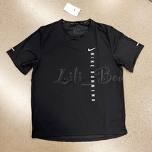 NWT Nike DQ1838-010 Men&#39;s Dri-FIT Running Division Miler Tee Shirt Black Size L - £27.85 GBP