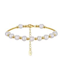 Irregular Freshwater Pearl Gold-Plated Bracelet: Fashionable 925 Sterling Silver - £25.57 GBP