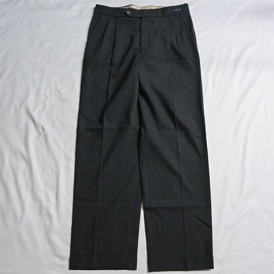 Primary image for Ballin 32 x 30 Dark Gray Pleated Cuffed Comfort Eze Super 120s Mens Dress Pants