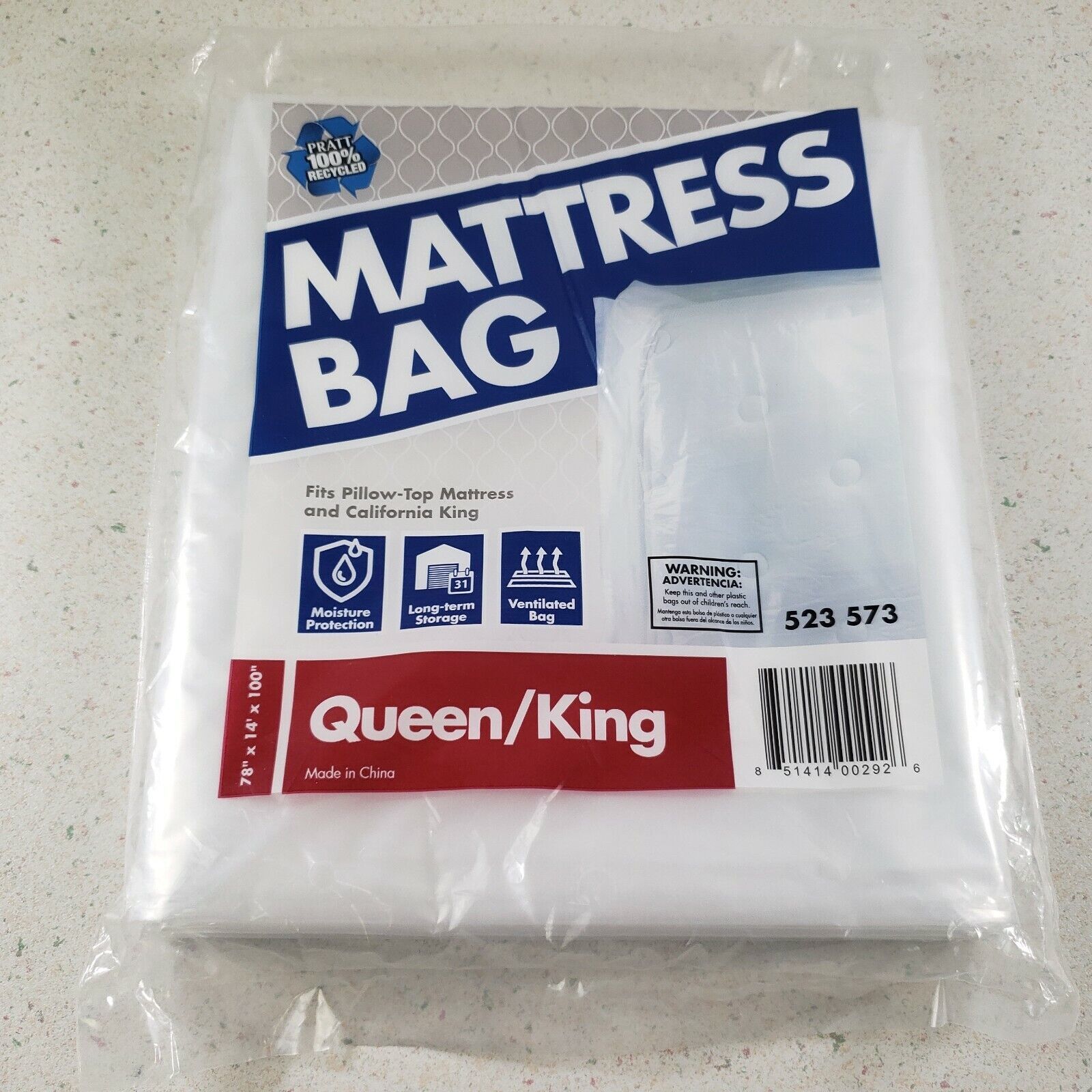 Primary image for  PLASTIC MATTRESS BAG (523573) SIZE: (78"x14'x100") FITS QUEEN/KING W/PILLOW TOP