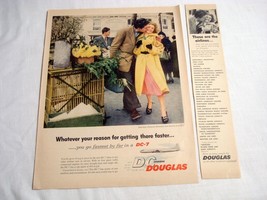 1955 Douglas DC-7 Airline Ad Shortest Distance Between Two Hearts Is A DC-7 - £7.85 GBP