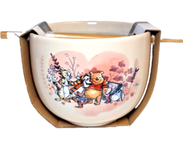 Disney Winnie the Pooh 20 oz Ceramic Ramen Noodle Bowl and Bamboo Chopst... - $20.23