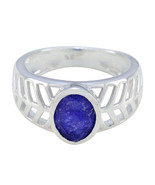 Blue Jasper Fine Silver Ring Handicraft Jewelry For Valentine&#39;s Day Gift US - $18.85
