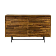 57" Brown and Black Solid Wood Six Drawer Double Dresser - $26,301.86 MXN
