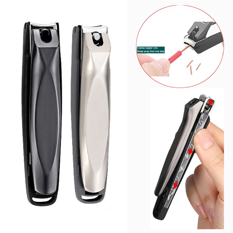 Inless steel nail toe cutter trimmer scissor anti nail splash bevel cut design manicure thumb200