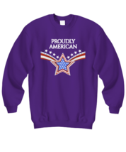 Independence Day Sweatshirt Proudly American Purple-SS - £20.74 GBP