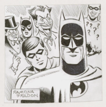 Ramona Fradon Signed Batman Original Art Sketch Joker Catwoman Riddler Penguin - $296.99