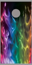 Rainbow Flames Cornhole Board Decal Wrap - $19.99+
