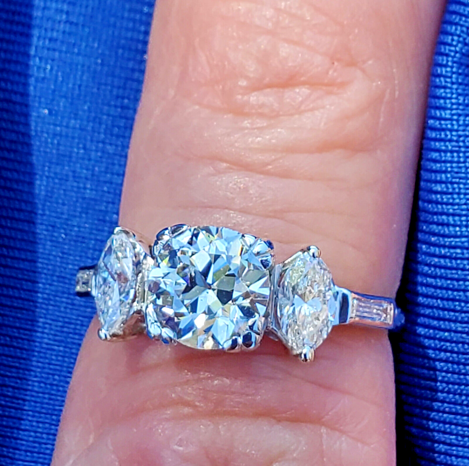Earth mined Diamond Engagement Ring 2 carat Vintage Deco Platinum Solitaire 7.5 Item image 12