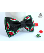 Embroidered Bow Tie For Mens, Cross Stitch Watermelon Bow Tie For Boys - £20.42 GBP