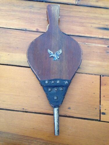 Vintage Colonial Style Small Wood Brass Eagle Fireplace Fire Bellows Jap... - £27.79 GBP