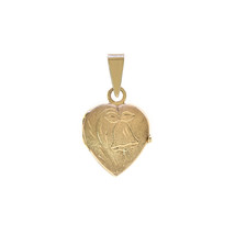 14k Yellow Gold Floral Engraved Heart Romantic Love Locket Charm - £149.38 GBP
