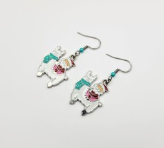 Santa &amp; Llama Earrings, Glitter Christmas Women&#39;s Holiday Fashion - £12.99 GBP