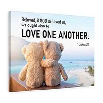 Bible Verse Canvas Love One Another 1 John 4:11 Wall Art Christian Home ... - £83.28 GBP