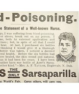 1895 Ayer&#39;s Sarsaparilla Quack Medicine Victorian Blood Poisoning Advert... - $368.12 MXN