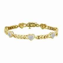 0.30CT Imitación Diamante 14K Oro Amarillo Chapado Plata Corazón Tenis Pulsera - £281.75 GBP