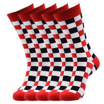 Anysox 5 Pairs Size 5-14 Long Socks Novelty Skateboard Squares Black and White - £26.35 GBP