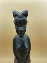 Vintage Hand Carved Ebony Wood African Woman Fertility Statue Tribal Art 14” - £19.83 GBP