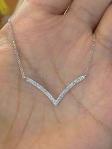 0.30Ct Rund Künstlicher Diamant Anhänger Halskette Free Kette 14K Weiß Vergoldet - £86.83 GBP