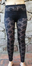 Black Lace Leggings Floral Footless Tights Elastic Women New Full Small Medium - £16.45 GBP