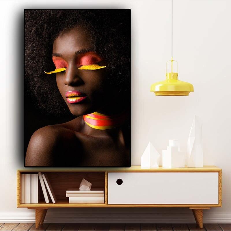 HQ Canvas Print Black and White African Sexy Woman Wall Art Picture Item image 3