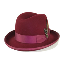 Men Bruno Capelo Dress Hat Australian Wool Homburg Godfather GF104 Burgundy image 3