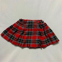 Red Plaid Skirt Baby Girls 18 Months Red Black Tartan Pleated Skater Circle - $12.87