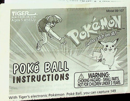 Pokemon Poke Ball Instructions (1999) - Pikachu - Tiger Electronics - Pre-Owned - $14.01