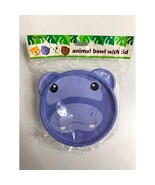 New Animal Bowl With Lid Purple Hippo Plastic - $5.93