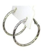 Pierced Hoop Earrings Textured Silver Tone Hinged Closure Fashion Forwar... - $6.93