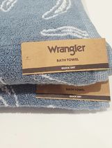 2pc Wrangler Blue Horseshoe Bath Towel Cowboy Western Horse Shoe NEW - $49.49