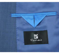 Men's Renoir Wool Blend Slim Fit 2pc Suit Sharkskin Texture 557-1 Blue image 6