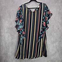 Umgee USA Striped Floral Ruffle Short Sleeveless Bohemian Fun Dress Size... - £36.33 GBP