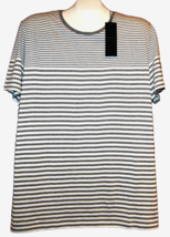 Hugo Boss Black Label White Gray Stripes Cotton Mens T- Shirt Size 2XL - £58.57 GBP