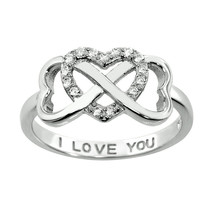 Sterling Silver 14k White Gold Infinity Cubic Zirconia Heart I LOVE YOU ... - £32.05 GBP