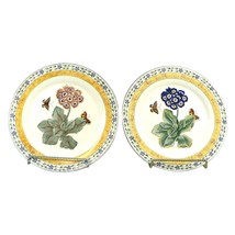 Decorative Plate Flower Butterfly Motif Raised Beaded ACCENT Vintage 2 pc set - £42.73 GBP